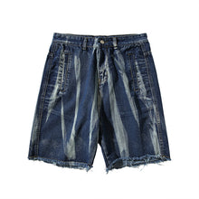 Load image into Gallery viewer, Washed Tie-dye Denim Frayed Shorts