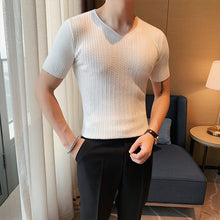 Load image into Gallery viewer, Slim Fit V-Neck Short Sleeve T-Shirt