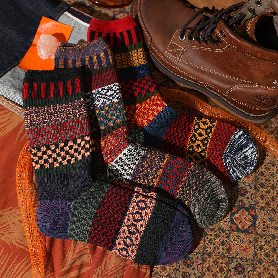Men's Retro Ethnic Thick Line Socks