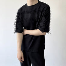 Load image into Gallery viewer, Fringed Patch Trim Short-sleeved T-shirt