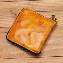 Load image into Gallery viewer, Retro Handmade Zipper Leather Wallet