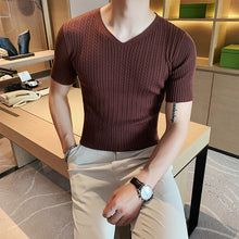 Load image into Gallery viewer, Slim Fit V-Neck Short Sleeve T-Shirt