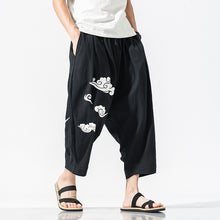 Load image into Gallery viewer, Cotton Linen Print Loose Ninth Pants