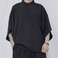 Load image into Gallery viewer, Loose Stand Collar Half Sleeve Shirt