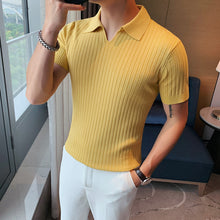 Load image into Gallery viewer, Slim Fit Knit Short Sleeve Polo Shirt