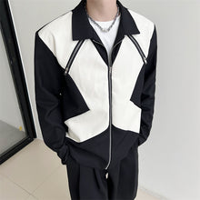 Load image into Gallery viewer, Black and White Leather Zip Up Jacket