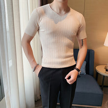 Load image into Gallery viewer, Slim Fit V-Neck Short Sleeve T-Shirt