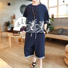 Load image into Gallery viewer, Men's Cotton Linen Short Sleeve Suit