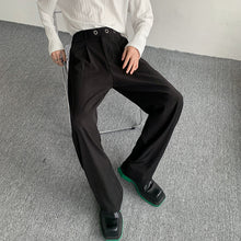 Load image into Gallery viewer, Snap Placket Drape Casual Straight Leg Pants