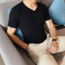 Load image into Gallery viewer, Slim Fit V-Neck Short Sleeve T-Shirt