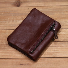 Load image into Gallery viewer, Vintage Leather Bi-fold Zipper Wallet