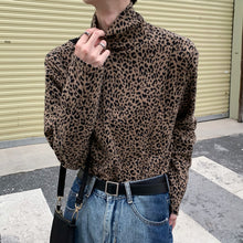 Load image into Gallery viewer, Men's Leopard Print Turtleneck T-shirt