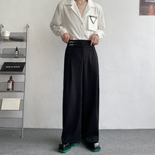 Load image into Gallery viewer, Casual Wide-leg Pants with Belt Metal Buckle