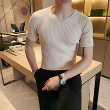Load image into Gallery viewer, Slim Fit V-Neck Short Sleeve T-Shirt