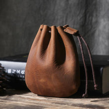 Load image into Gallery viewer, Handmade Leather Coin Drawstring Wallet