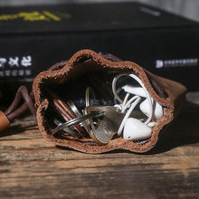 Load image into Gallery viewer, Handmade Leather Coin Drawstring Wallet