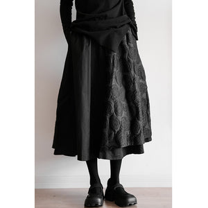 Dark Jacquard Double Panel Skirt