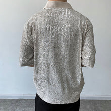 Load image into Gallery viewer, Sequin Short Sleeve Polo Shirt