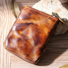 Load image into Gallery viewer, Hand Made Retro Genuine Leather Zipper Wallet
