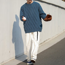 Load image into Gallery viewer, Argyle Textured Crewneck Knit Sweater