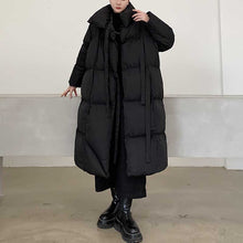 Load image into Gallery viewer, Dark Stand Collar Tie Long Thickened Coat