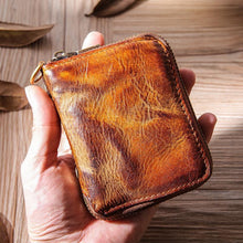 Load image into Gallery viewer, Hand Made Retro Genuine Leather Zipper Wallet