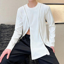 Load image into Gallery viewer, Slim Fit Double Zip Slit Long Sleeve T-Shirt