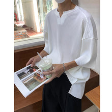 Load image into Gallery viewer, Pleated V Neck Thin Short Sleeve T-Shirt