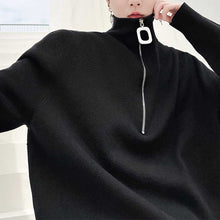 Load image into Gallery viewer, Zip Half Turtleneck Knit Sweater