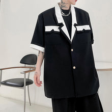 Load image into Gallery viewer, Contrast Lapel Short Sleeve Shirt Jacket