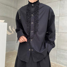 Load image into Gallery viewer, Ruffles Stand Collar Zipper Cutout Off Shoulder Shirt