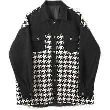 Load image into Gallery viewer, Houndstooth Panel Frayed Lapel Jacket