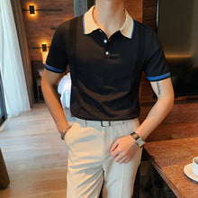 Load image into Gallery viewer, Contrast Lapel Knit Polo Shirt