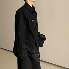 Load image into Gallery viewer, Metal Buckle Irregular Stitching Shoulder Pad Shirt