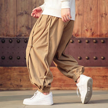 Load image into Gallery viewer, Vintage Buckle Trim Waffle Casual Harem Pants