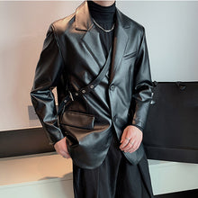 Load image into Gallery viewer, Vintage Pu Leather Suit Jacket