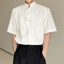 Load image into Gallery viewer, Stand Collar Zip Short Sleeve Shirt
