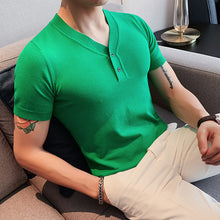 Load image into Gallery viewer, V-Neck Slim Fit Knit T-Shirt