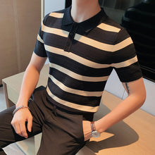 Load image into Gallery viewer, Wide Stripe Slim Fit Polo Shirt