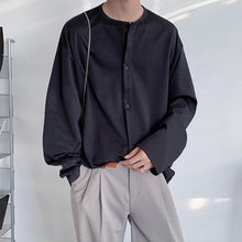 Load image into Gallery viewer, Collarless Loose Sleeve Long Sleeve Shirt
