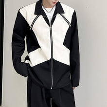 Load image into Gallery viewer, Black and White Leather Zip Up Jacket