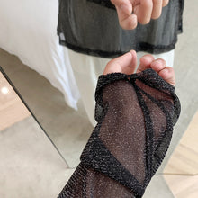 Load image into Gallery viewer, Glitter Sheer Mesh Long Sleeve T-Shirt