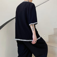 Load image into Gallery viewer, Thin Webbing Panel Short Sleeve Cardigan