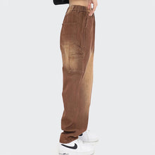 Load image into Gallery viewer, Vintage Brown Elastic Waist Washed Jeans
