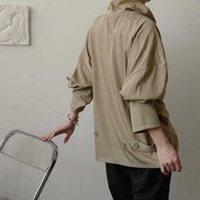 Load image into Gallery viewer, Vintage Turtleneck Big Pocket Loose Shirt