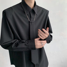 Load image into Gallery viewer, Tie Trim Shoulder Pads Long Sleeves Shirts