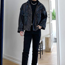 Load image into Gallery viewer, Check Panel Leather Jacket