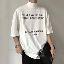 Load image into Gallery viewer, Half Turtleneck Printed Short Sleeve T-Shirt