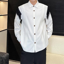 Load image into Gallery viewer, Vintage Contrast Tassel Long Sleeve Shirt