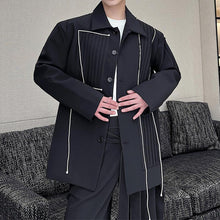 Load image into Gallery viewer, Dark Pleated Trim Contrasting Lines Blazers